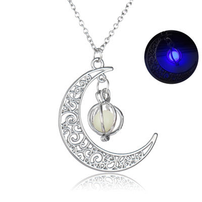 Natural Glowing Stone Moon Necklace