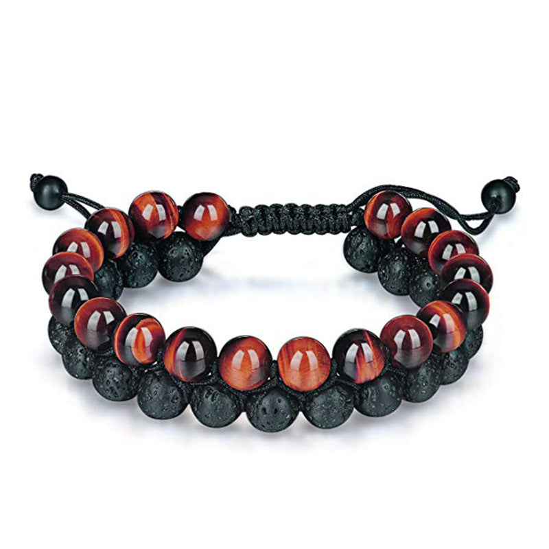 Tiger Eye Couple Bracelets Matte Black Agate Beads