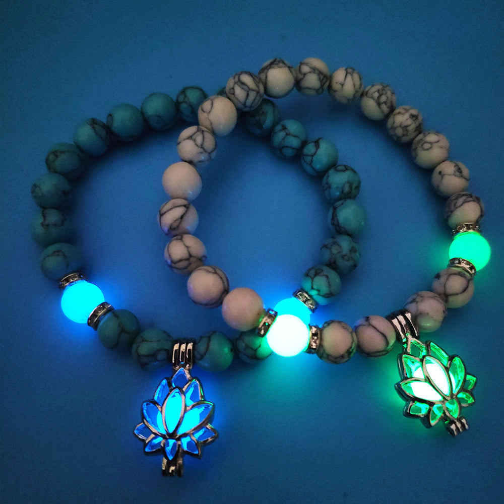 Luminous Lotus Natural Stone Bead Bracelet