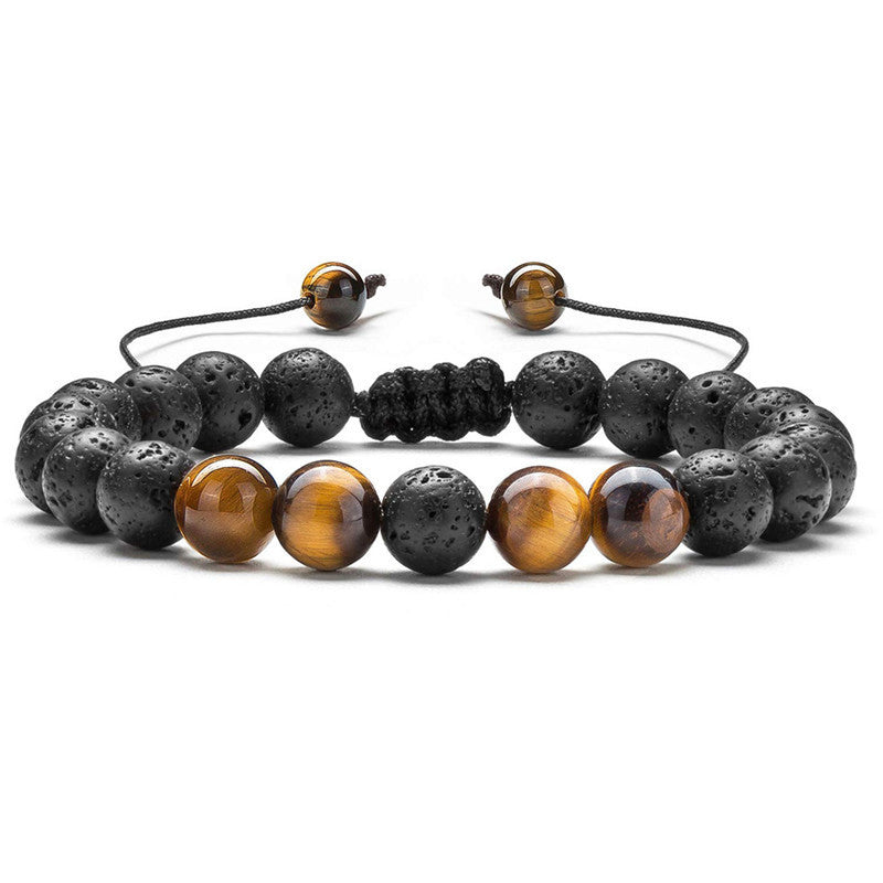 Tiger Eye Couple Bracelets Matte Black Agate Beads