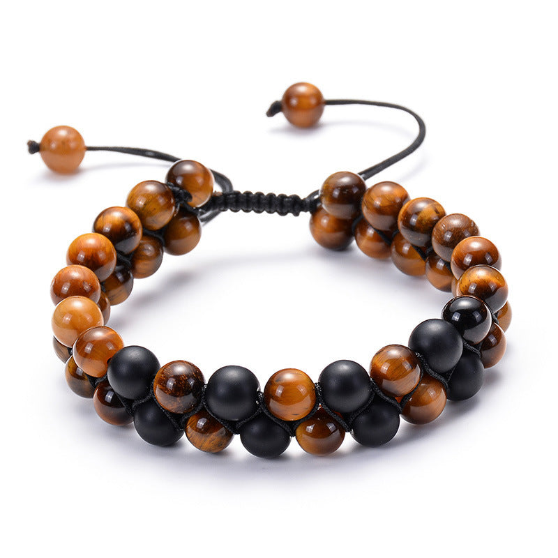 Tiger Eye Couple Bracelets Matte Black Agate Beads