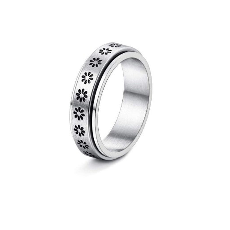 Stainless Steel Rotatable Spinner Ring Moon Stars