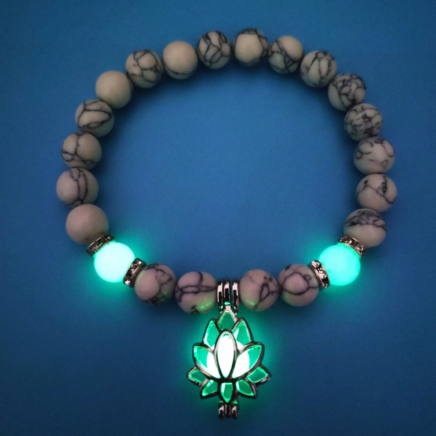 Luminous Lotus Natural Stone Bead Bracelet