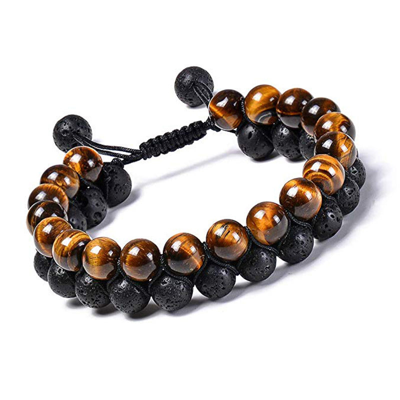 Tiger Eye Couple Bracelets Matte Black Agate Beads