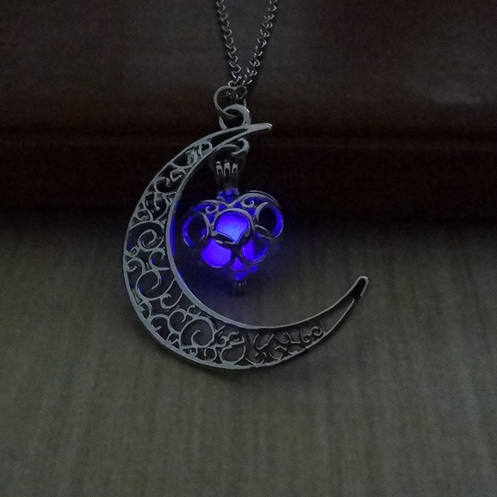 Glowing Pendant Necklaces Silver Plated Chain