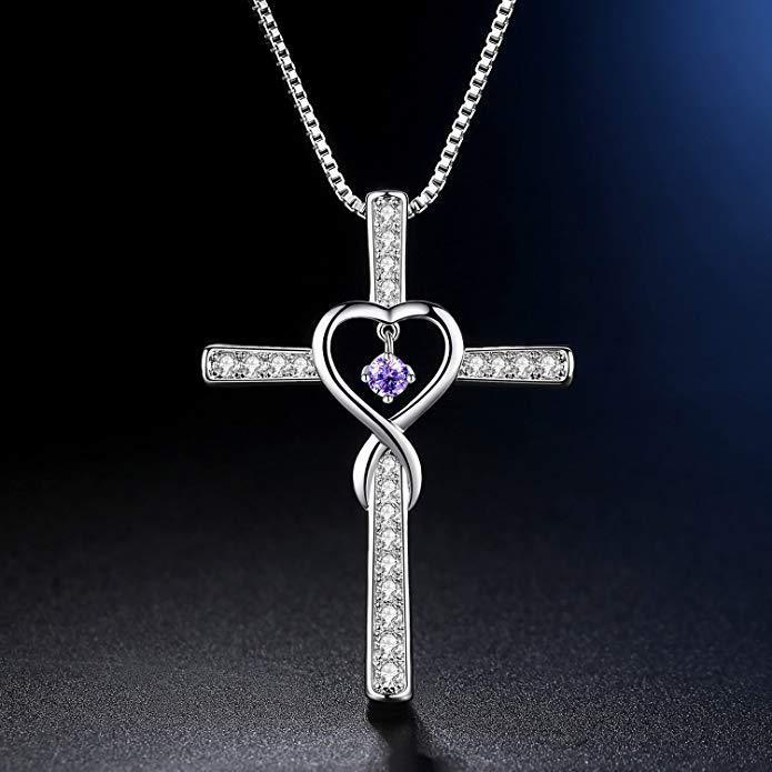 Cross Birthstone Crystal Pendant Necklace