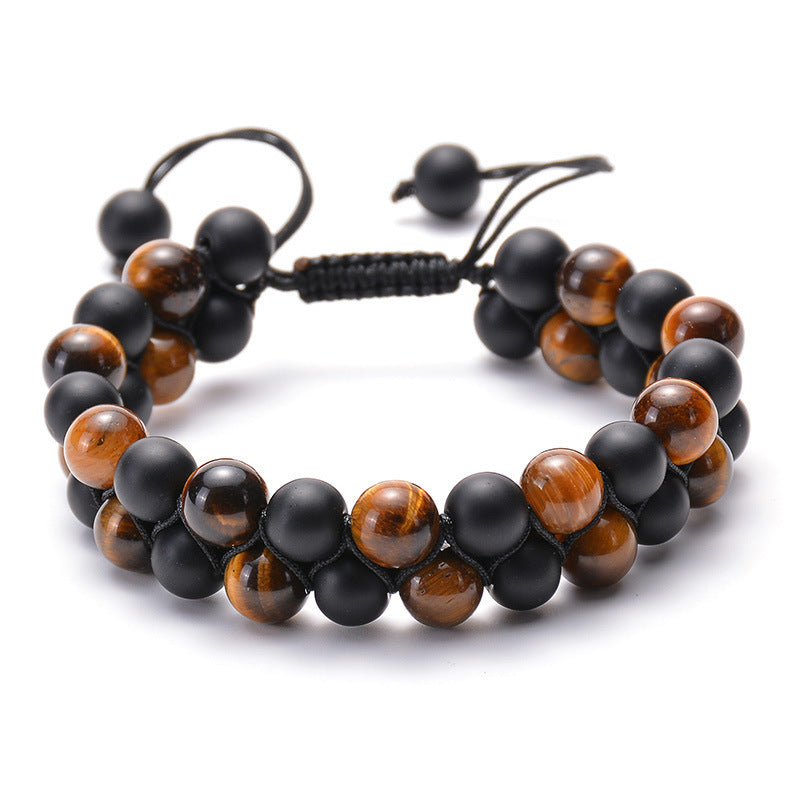 Tiger Eye Couple Bracelets Matte Black Agate Beads