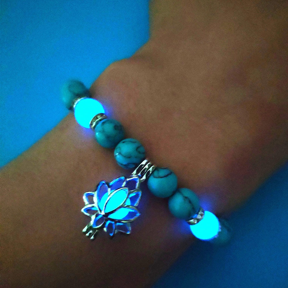 Luminous Lotus Natural Stone Bead Bracelet