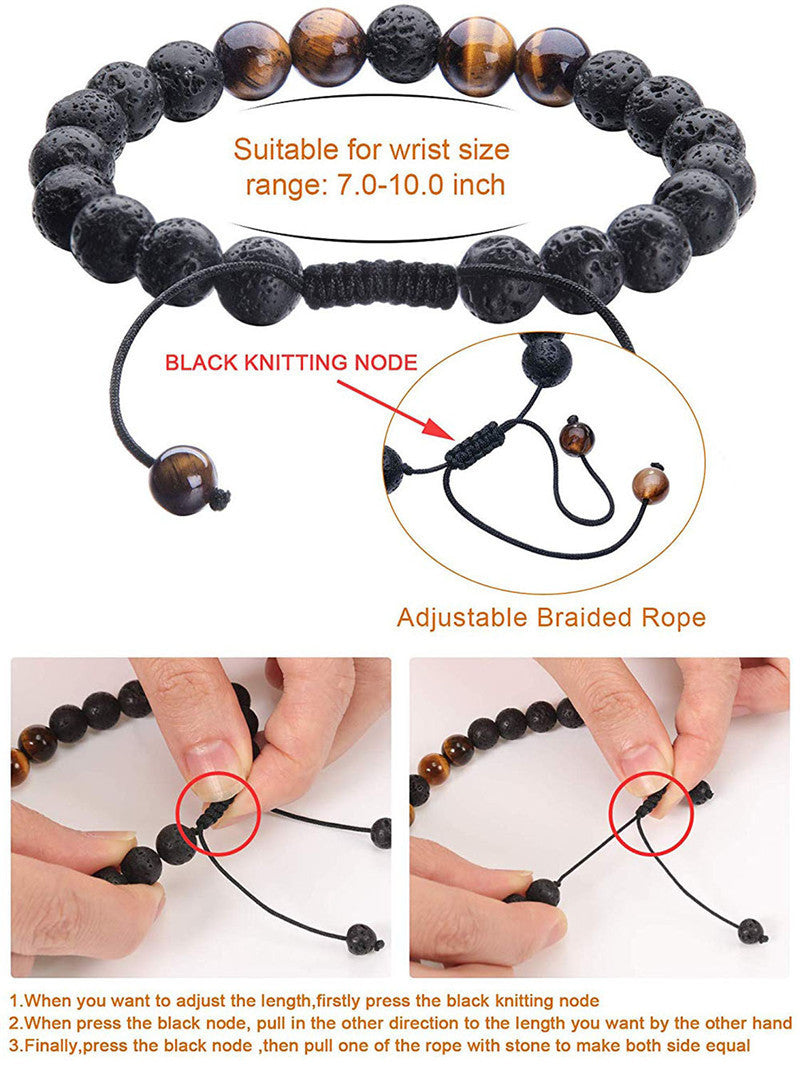 Tiger Eye Couple Bracelets Matte Black Agate Beads