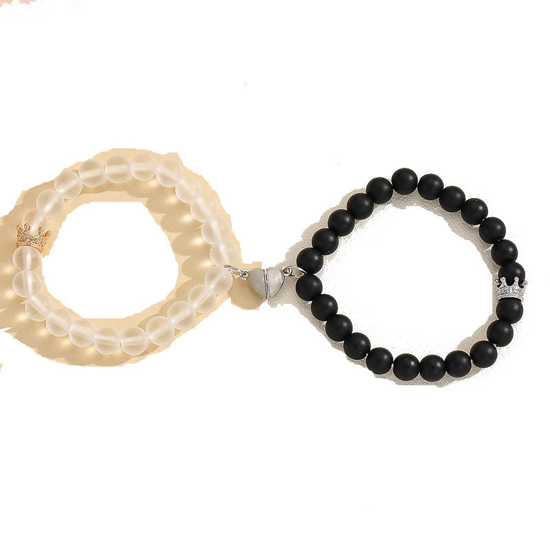 2pcs Handmade Beaded Luminous Charm Heart Bracelets