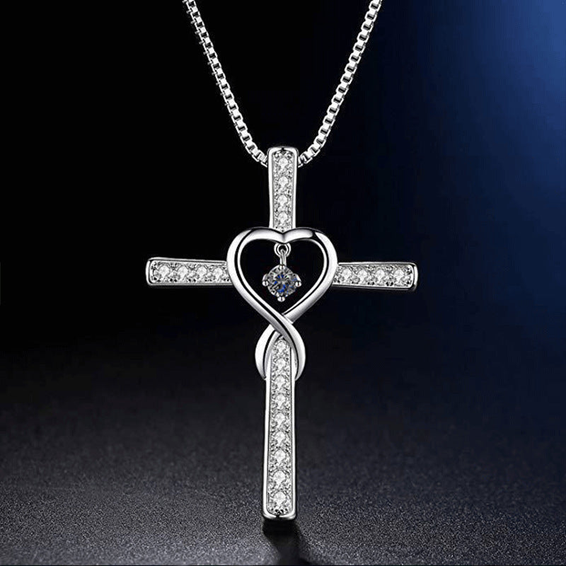 Cross Birthstone Crystal Pendant Necklace