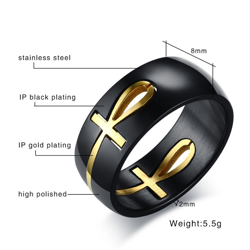 Two Tone Detachable Ankh Ring