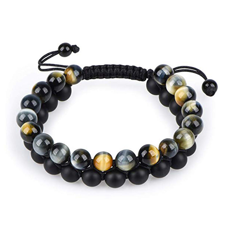 Tiger Eye Couple Bracelets Matte Black Agate Beads