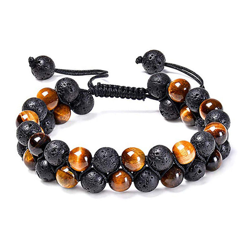 Tiger Eye Couple Bracelets Matte Black Agate Beads