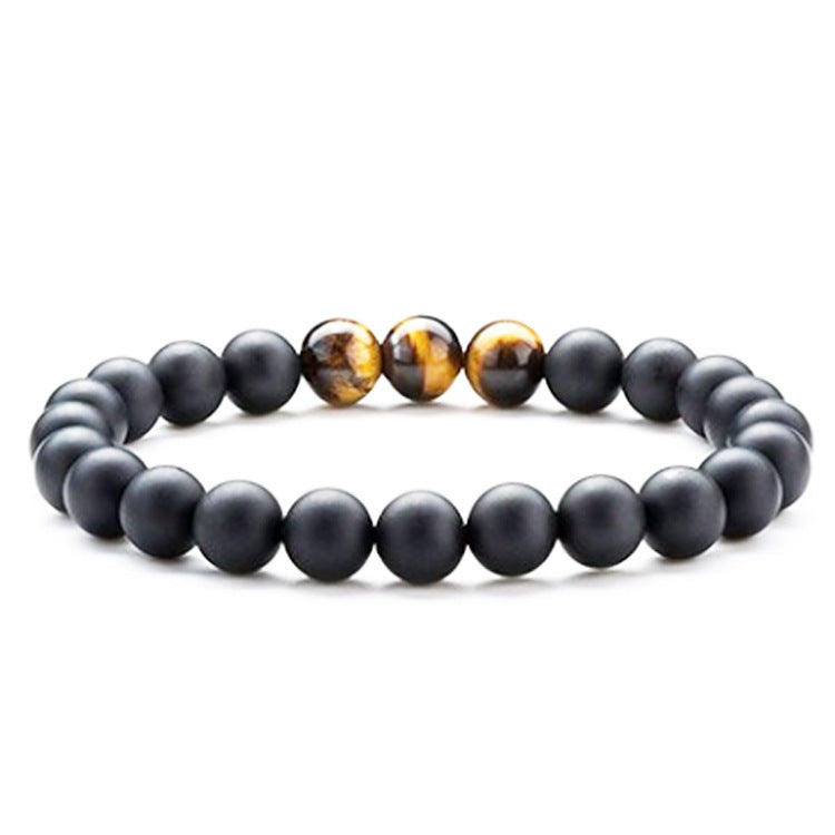 Tiger Eye Couple Bracelets Matte Black Agate Beads