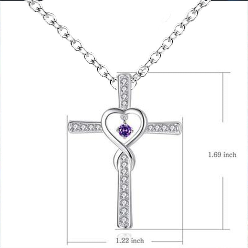 Cross Birthstone Crystal Pendant Necklace