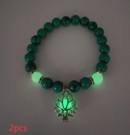 Luminous Lotus Natural Stone Bead Bracelet