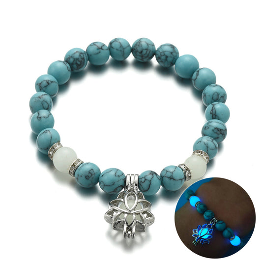 Luminous Lotus Natural Stone Bead Bracelet