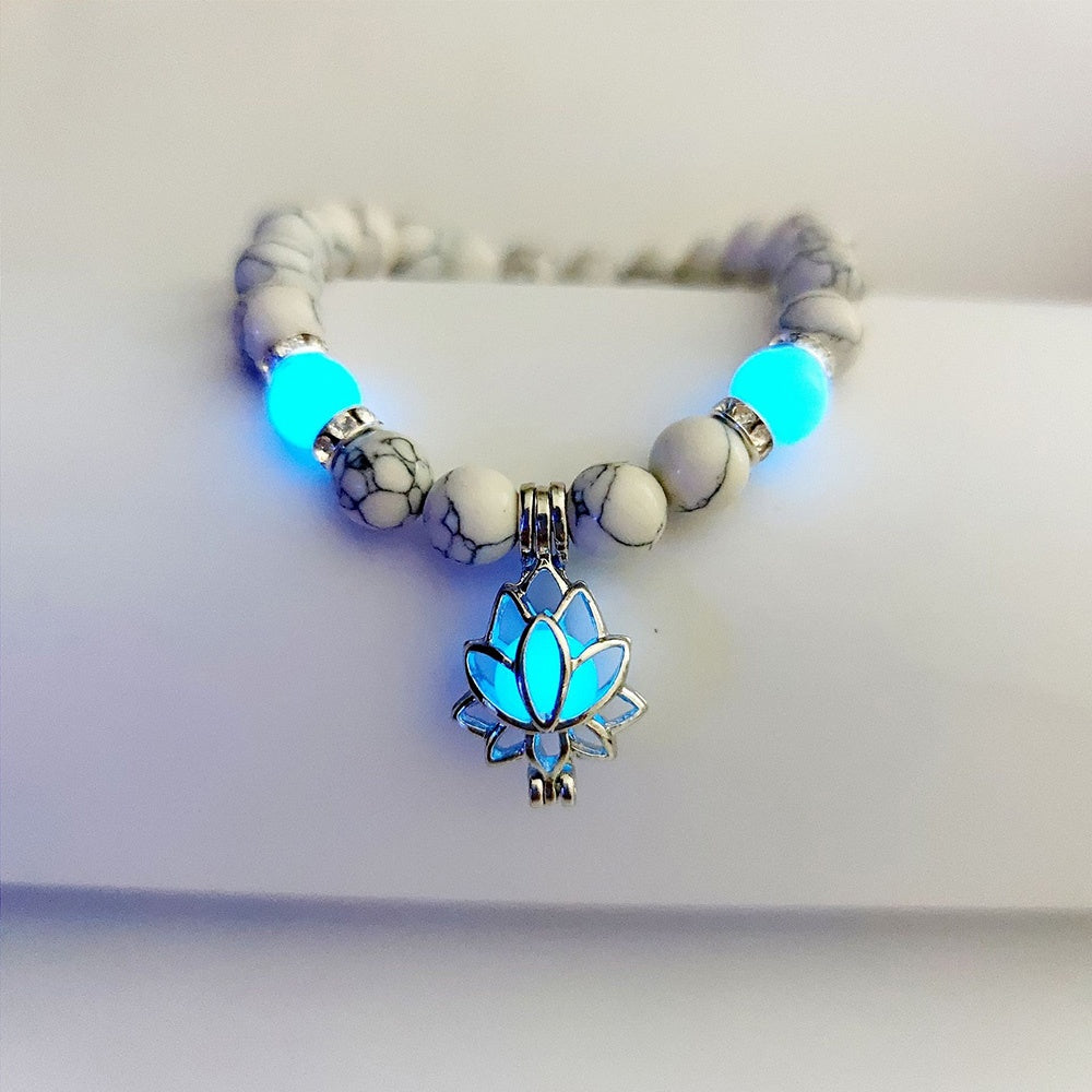 Luminous Lotus Natural Stone Bead Bracelet