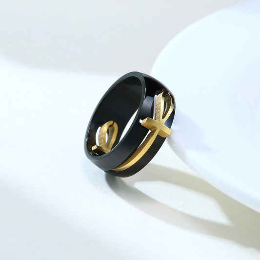 Two Tone Detachable Ankh Ring