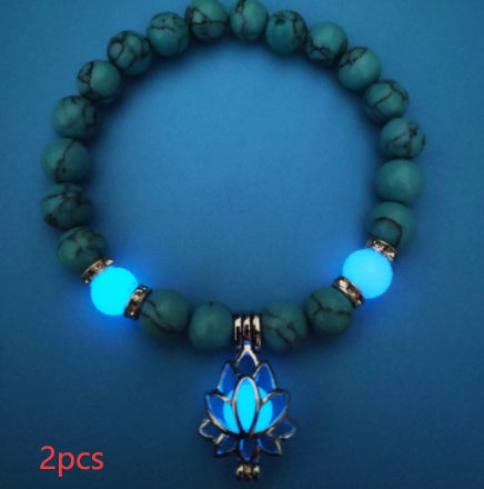 Luminous Lotus Natural Stone Bead Bracelet